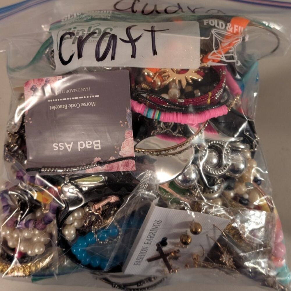 Jewelry Lot Audra Repurpose Bag Over 4 Pounds Beads & Possible Wearable Pieces